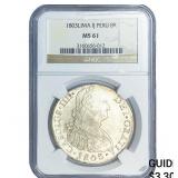 1803 Lima IJ Peru Silver 8 Reales NGC MS61
