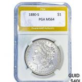 1880-S Morgan Silver Dollar PGA MS64