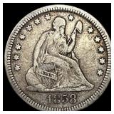 1858 Seated Liberty Quarter NEARLY UNCIRCULATED