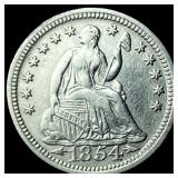 1854 Arrows Seated Liberty Half Dime CHOICE AU