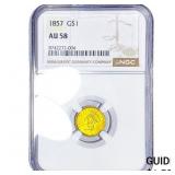 1857 Rare Gold Dollar NGC AU58