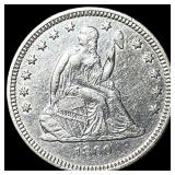 1860-O Silver Seated Liberty Quarter CHOICE AU