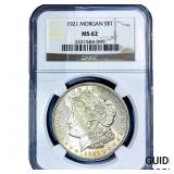 1921 Morgan Silver Dollar NGC MS62