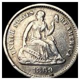 1869-S Silver Half Dime CLOSELY UNCIRCULATED