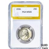 1936 Washington Silver Quarter PGA MS66