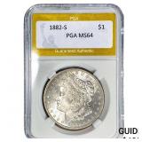 1882-S Morgan Silver Dollar PGA MS64