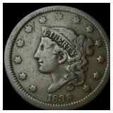 1838 Coronet Head Large Cent LIGHTLY  CIRCULATED