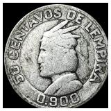 1932 Honduras Silver 50 Centavos