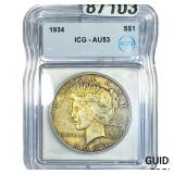 1934 Silver Peace Dollar ICG AU53