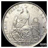 1923 Peru Silver 1/2 Sol Round 3