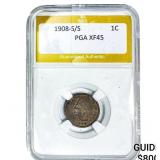 1908-S/S Indian Head Cent PGA XF45