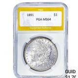 1891 Morgan Silver Dollar PGA MS64