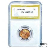 1909 VDB Wheat Cent PGA MS66 RD