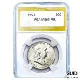 1953 Franklin Half Dollar PGA MS66 FBL