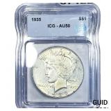 1935 Silver Peace Dollar ICG AU50