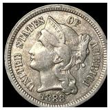 1888 Nickel Three-Cent Piece LIGHTLY CIRCULATED