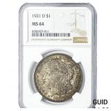 1921-D Morgan Silver Dollar NGC MS64