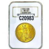 1922 $20 Gold Double Eagle NGC MS62