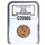 1773 1/2P Virginia NGC MS63 RB