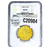 1900-S $10 Gold Eagle NGC AU53