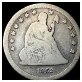 1862 Seated Liberty Quarter LIGHTLY CIRCULATED