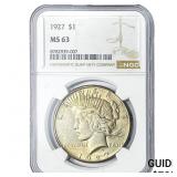 1927 Silver Peace Dollar NGC MS63