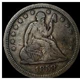 1858 Silver Seated Liberty Quarter LIGHTLY CIRCULA