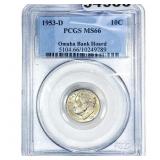 1953-D Roosevelt Dime PCGS MS66 Omaha Bank Hoard