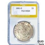 1881-O Morgan Silver Dollar PGA MS64