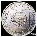 1938 Mozambique Silver 5 Escudos