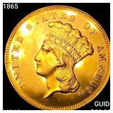 1865 $3 Gold Piece CHOICE BU