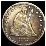 1877-CC Silver Seated Liberty Quarter NEARLY UNCIR