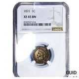 1871 Indian Head Cent NGC XF45 BN