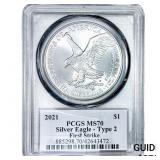 2021 Silver Eagle PCGS MS70 Type 2