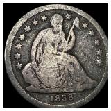1838 Silver Seated Liberty Dime NICELY CIRCULATED