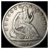 1860-S Silver Half Dollar CLOSELY UNCIRCULATED