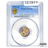 1921-D Mercury Silver Dime PCGS AU50