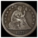 1877-CC Silver Seated Liberty Quarter NICELY CIRCU