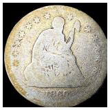1860-O Silver Seated Liberty Quarter NICELY CIRCUL