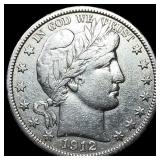 1912-S Silver Barber Half Dollar CLOSELY UNCIRCULA
