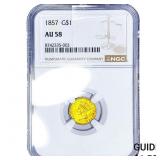 1857 Rare Gold Dollar NGC AU58