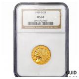 1909-D $5 Gold Half Eagle NGC MS62
