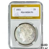 1921 Morgan Silver Dollar PGA MS64 PL