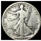 1916-D Silver Walking Liberty Half Dollar NICELY C