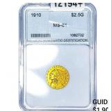 1910 $2.50 Gold Quarter Eagle NNC MS61