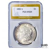1882-S Morgan Silver Dollar PGA MS64