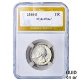 1936-S Washington Silver Quarter PGA MS67