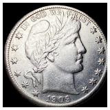 1909-O Silver Barber Half Dollar CLOSELY UNCIRCULA