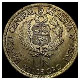 1965 Peru Brass 1 Sol