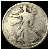 1918-D Silver Walking Liberty Half Dollar  LIGHTL